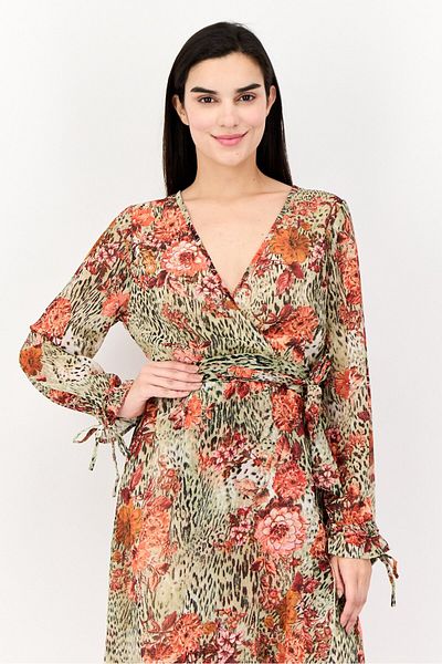 Kendall + Kylie Women Floral Print Belted Maxi Dress, Multicolor