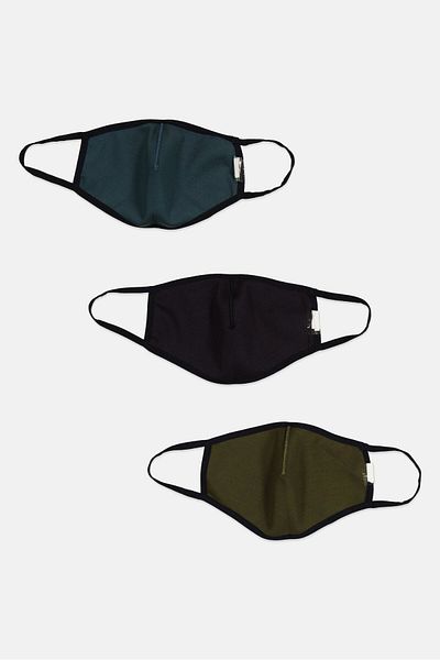 Tommy Hilfiger Men 3 Pieces Stripe Face Mask, Navy/Olive/Slate