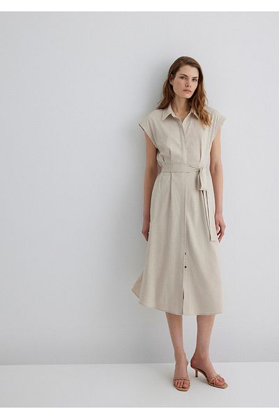 Mavi Rochie bej din amestec de in 1310510-82949