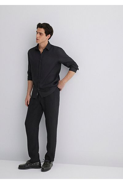 Mavi Linen Black Trousers -0010358-900 Model