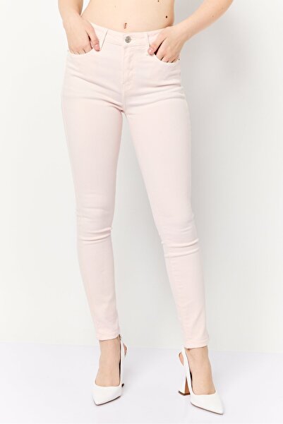 Tommy Hilfiger بنطلون جينز نسائي ضيق وقابل للتمدد، لون وردي