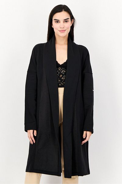 Reebok Women Sportswear Fit Embroidered Logo Outdoor Cardigan, Black