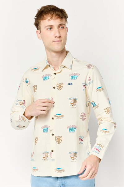 La Martina Men Tailored Fit Allover Print Long Sleeves Casual Shirt, Multicolor