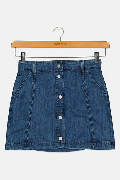 Tommy Hilfiger Kids Girl Washed Denim Skirts, Medium Blue