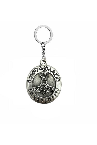 Herşey Nota Amon Amarth Metal Keychain – Viking Themed Metal Fan Accessory