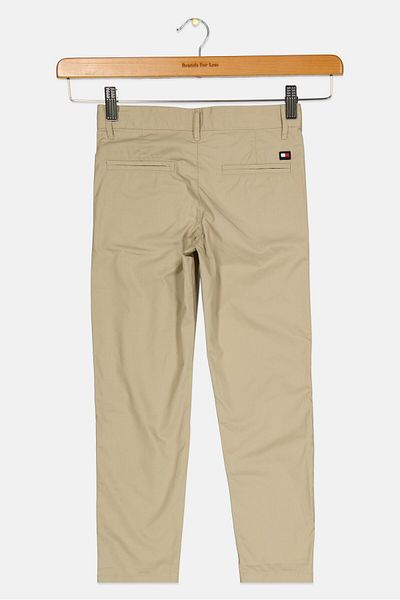 Tommy Hilfiger Kids Boy Embroidered Logo Chino Pants, Khaki