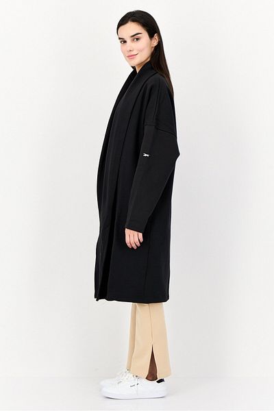 Reebok Women Sportswear Fit Embroidered Logo Outdoor Cardigan, Black