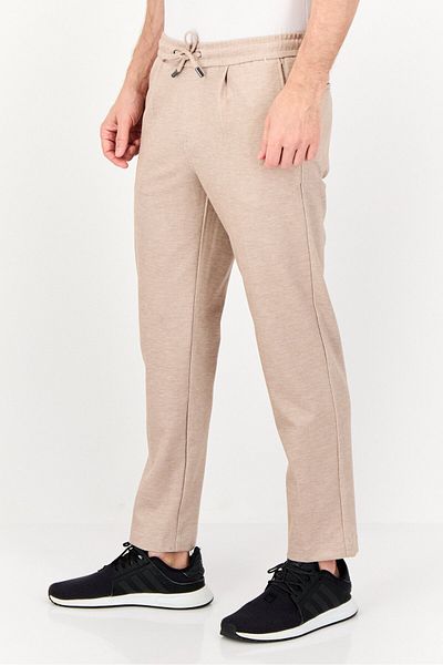 CELIO Men Regular Fit Textured Sweatpants, Taupe