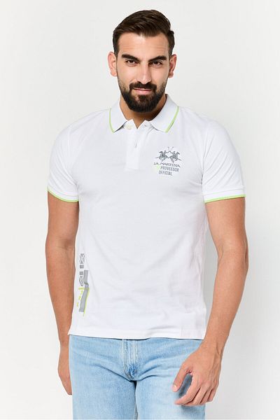 La Martina Men Regular Fit Embroidered Logo Short Sleeves Polo Shirt, White