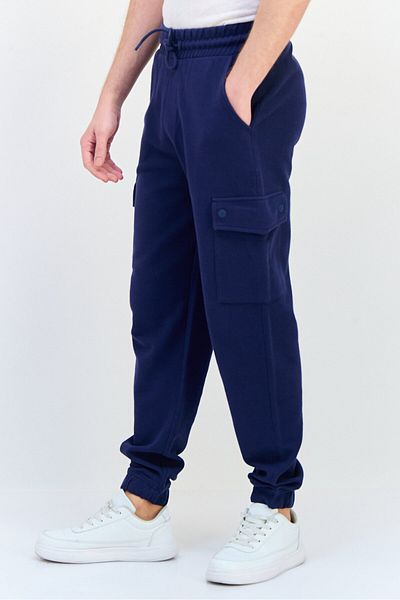 CELIO Men Jogger Fit Textured Cargo Pants, Navy