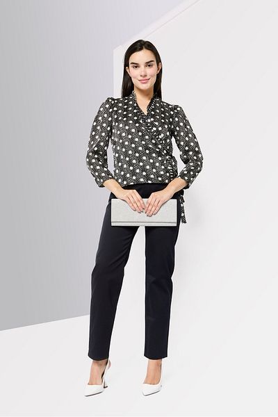 SANDRO Women Surplice Neck Long Sleeves Blouse, Multicolor