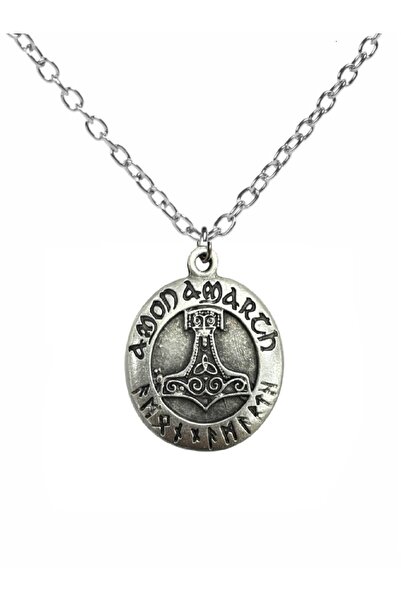 Yuchicly قلادة معدنية من أمون أمارث - إكسسوار معدني طويل على الطراز الفايكنجي