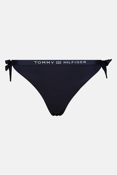 Tommy Hilfiger Women Plain Tie Pull On Bikini Bottom, Navy