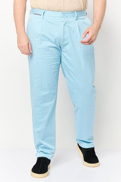 Tommy Hilfiger Men Tapered Fit Plain Chino Pants, Light Blue