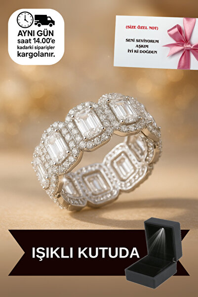 CARAT STONE Işıklı Kutuda Baget Tamtur Yüzük (925 AYAR GERÇEK GÜMÜŞ YÜZÜK)