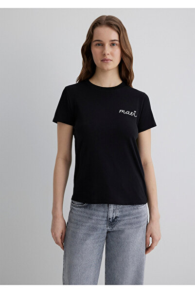 Mavi Semi Slim Fit Logo Printed Black T-Shirt 1612962 -900