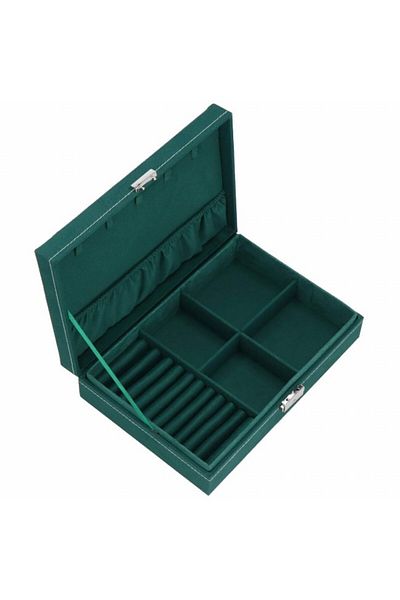 OEM Cutie bijuterii, Velur, 28 x 19.5 x 7 cm, Verde