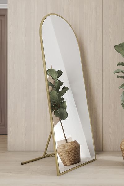 Marsah Home Oglinda semiovala de podea cu suport 150x60 Cm Auriu