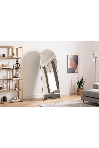 Marsah Home Oglinda Semiovala De Podea Cu Suport 180x70 Cm Auriu