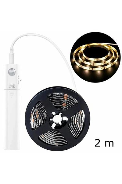 OEM Banda LED cu lumina alb rece 5000K, 2 m, 800 lm, 4,8 W, alimentare 4x baterii, IP20, alb