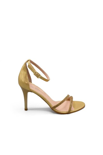 7ADIMDAAŞK Kadın Topuklu Suni Deri Taşlı Ayakkabı 086Y23K11501