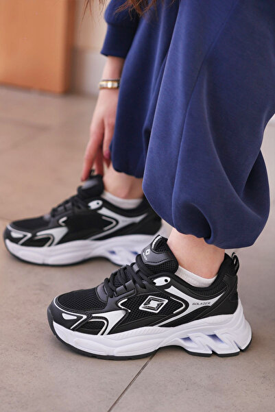 SOLAZER Dámské černo-bílé tenisky pro volný čas sportovní obuv 046