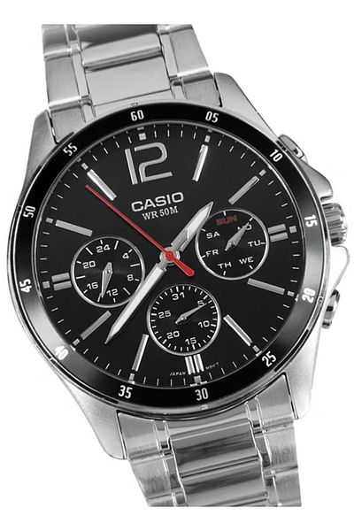 Casio Men's Water Resistant Satinless Steel Chronograph Watch - 44 mm - Silver