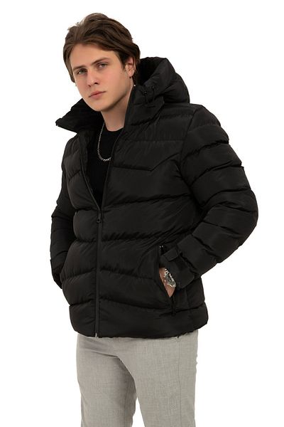 Montup Men's Black Puffer Jacket - Hooded, Fleece, Fur, Waterproof, Wind Resistant