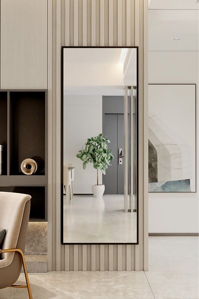 Marsah Home Rectangular Wall Mirror 180x70 Cm Black