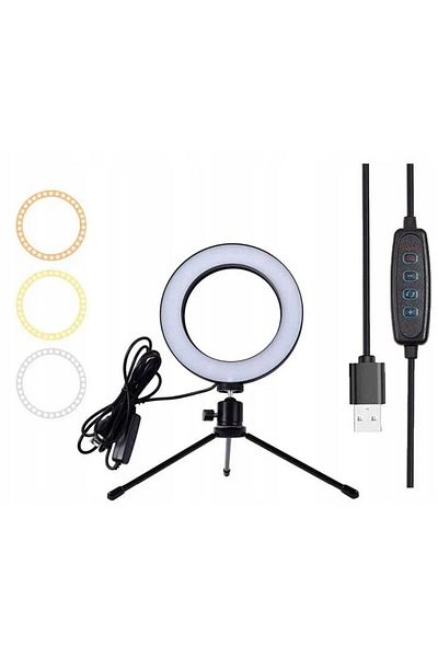 OEM Circular selfie lamp with tripod, 6.5 W, foldable, intensity adjustment and color change