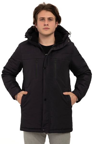 Montup Navy Blue Men's Winter Jacket - Fleece, Fur, Water and Windproof, Hooded