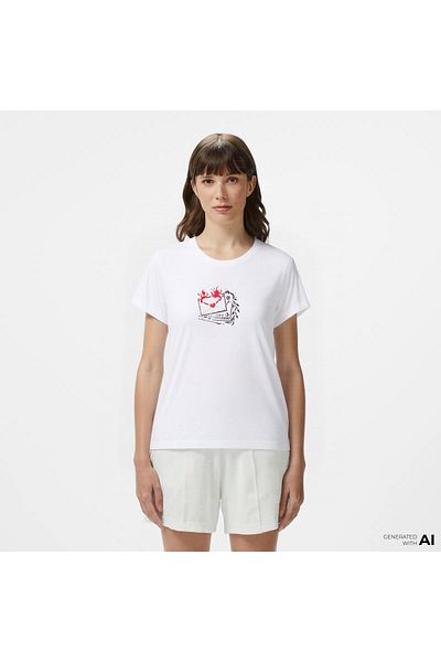 converse Classic Women's Slim Fit Printed White T-Shirt