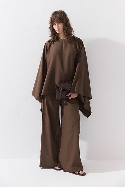 Hooopstore Lyocell Λινό Cape Ash Μπλούζα καφέ