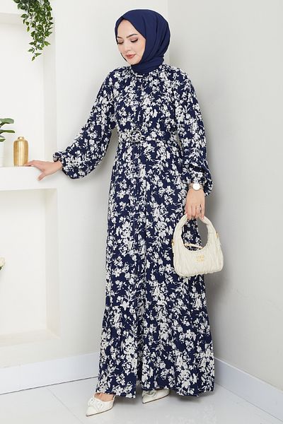 InStyle Φόρεμα Mirana με μοτίβο λουλουδιών Navy Blue Viscose