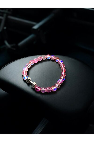 Padore Accessory 🧘🏋️♀️sportif Ve Spiritüel: Termal Pembe Kuvars Kadın Doğal Taş Bileklik > Dumbell Detaylı 🌸