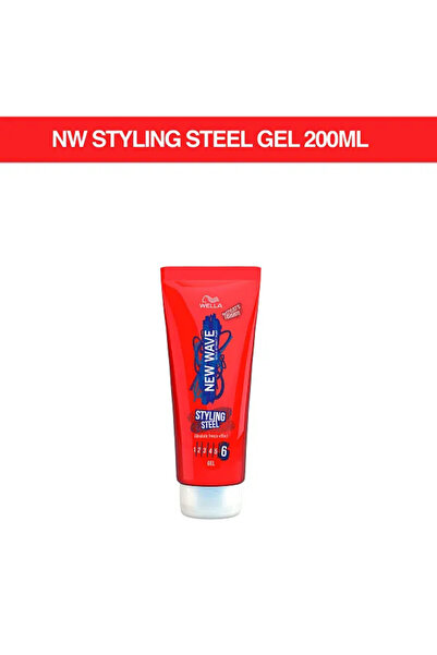Wella New Wave Styling Steel Gel - 24-hour Strong Hold Hair Gel For Ultimate Freeze Effect - 200ml