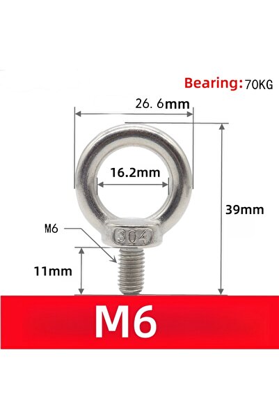 Choice M6-2Pcs 304 Stainless Steel Eye Bolt M4 M5 M6 M8 M10 DIN580 Marine Lif...