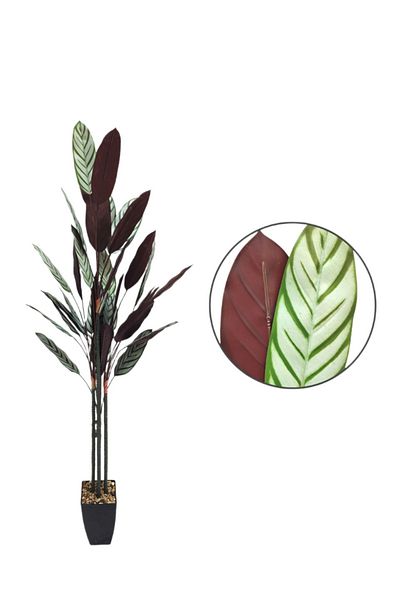 Living Colored artificial banana tree, 4 branches, 160 cm, with a black pot
