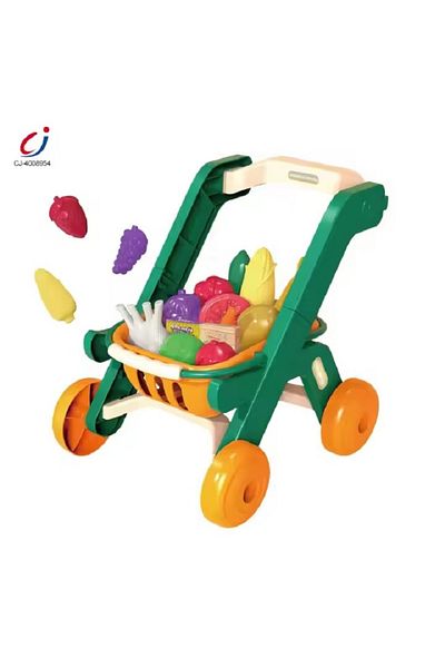 rexa 2 in 1 Baby Fruit Food Toy Mini Shopping Trolley Cart Plastic