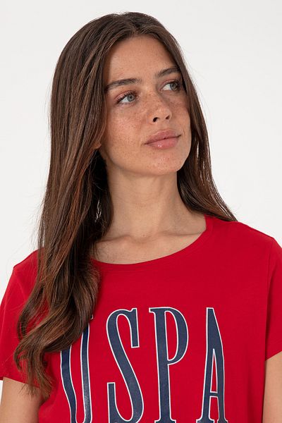 U.S. Polo Assn. Women's Red Crew Neck T-Shirt 50305842-Vr030