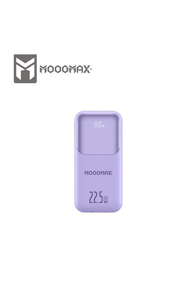 MOOGMAX 10000mAh Compact Universal Power Bank with Fast Charging and Digital Display with 2 Built-in Cables and USB-A and Type-C Outputs
