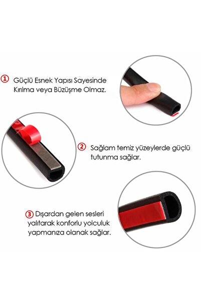 Techmaster Araç Büyük D Fitil Kapı Altı Kenarı Kaput Bagaj Ses Önleyici 5mt