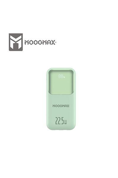 MOOGMAX 10000mAh Compact Universal Power Bank with Fast Charging and Digital Display with 2 Built-in Cables and USB-A and Type-C Outputs