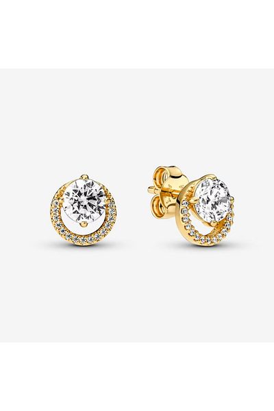 Pandora Pandora Timeless Sparkling Round Halo Earrings - 14k Gold