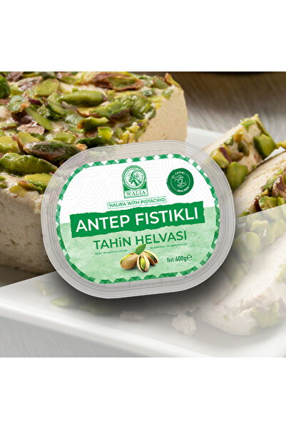 WALIA COFFEE ETHIOPIA Antep Fıstıklı El Yapımı Tahin Helvası Rafine Şekersiz | 400g – Katkısız, Hurmayla Tatlandırılmış
