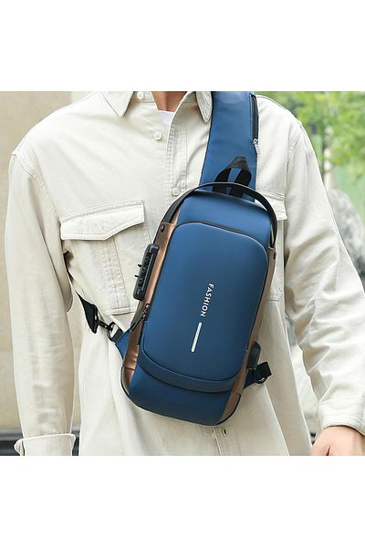 Primo Plus Waterproof Polyester Slim Unisex Crossbody Sling Bag Chest Backpack Men's Shoulder Bag, Hard Shell