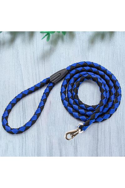 PUFO Lesă confortabilă Pufo cu snur pentru câini, 125 cm, sistem carabină cu pivot, durabilă, negru/albastru