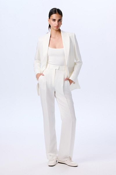 rue Ecru Pleated Trousers with Ironing Detail