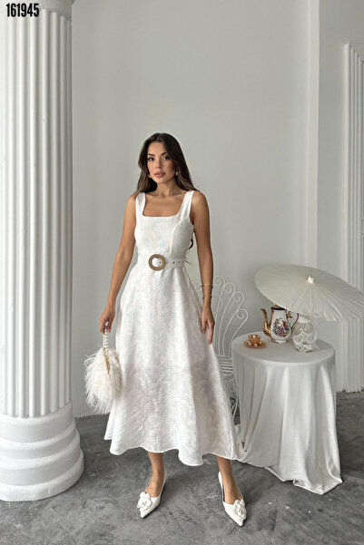 Modayakamoz Kadın Kalın Askılı Kuplu Uzun Elbise