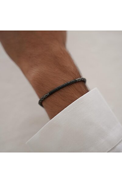 ALTINTAŞ KUYUMCULUK İnce Siyah Piton Altın Bileklik